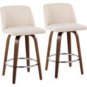 LumiSource Toriano Counter Stool, Set/2, Wal/CM Noise/CH - B26-TRNO-SWVR2WLNCR2