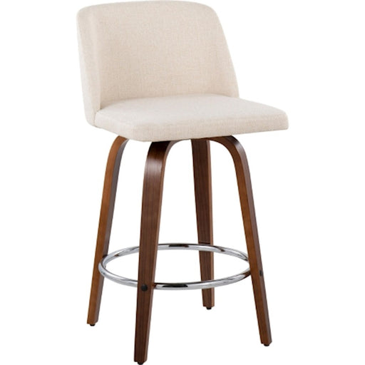 LumiSource Toriano Counter Stool, Set of 2, Wal/CM Noise/Chrome