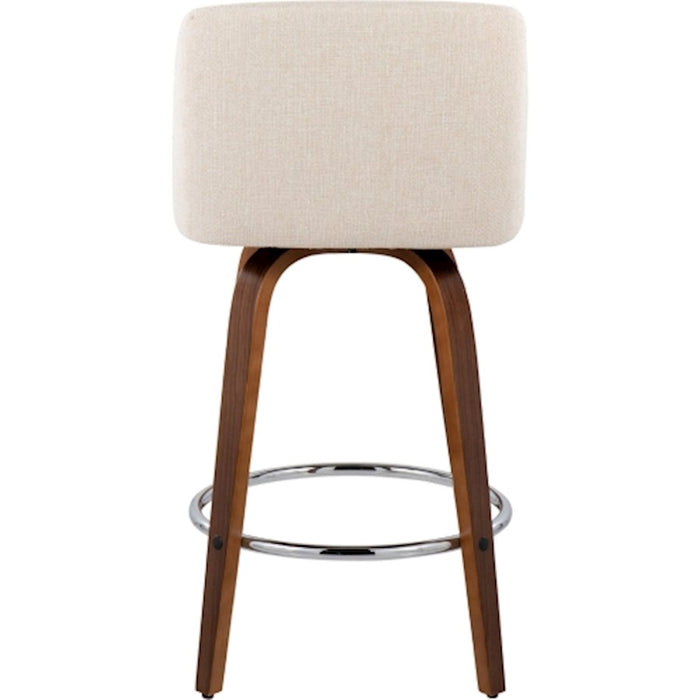 LumiSource Toriano Counter Stool, Set of 2, Wal/CM Noise/Chrome
