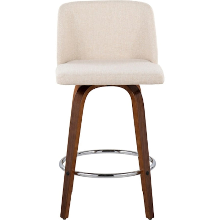 LumiSource Toriano Counter Stool, Set of 2, Wal/CM Noise/Chrome