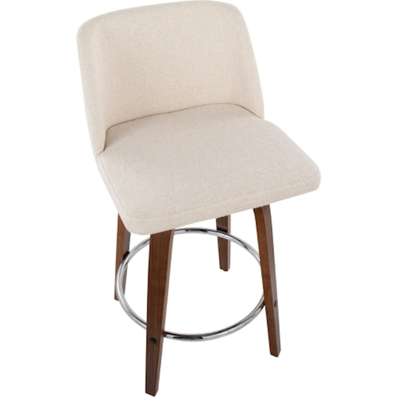 LumiSource Toriano Counter Stool, Set of 2, Wal/CM Noise/Chrome