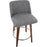 LumiSource Toriano Counter Stool, Set of 2, Wal/GY Noise/Chrome