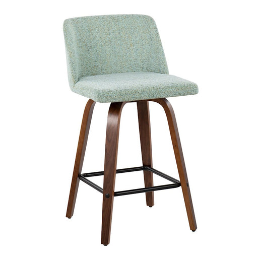 LumiSource Toriano Counter Stool, Set/2, Wal/Green/BK SQ - B26-TRNO-SWVX2WLLGN2