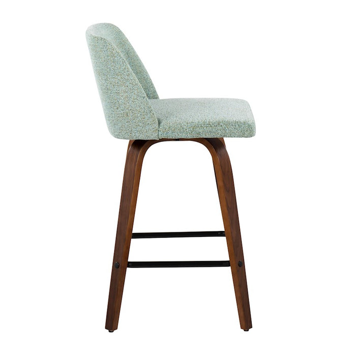LumiSource Toriano Counter Stool, Set of 2, Wal/Green/Black SQ
