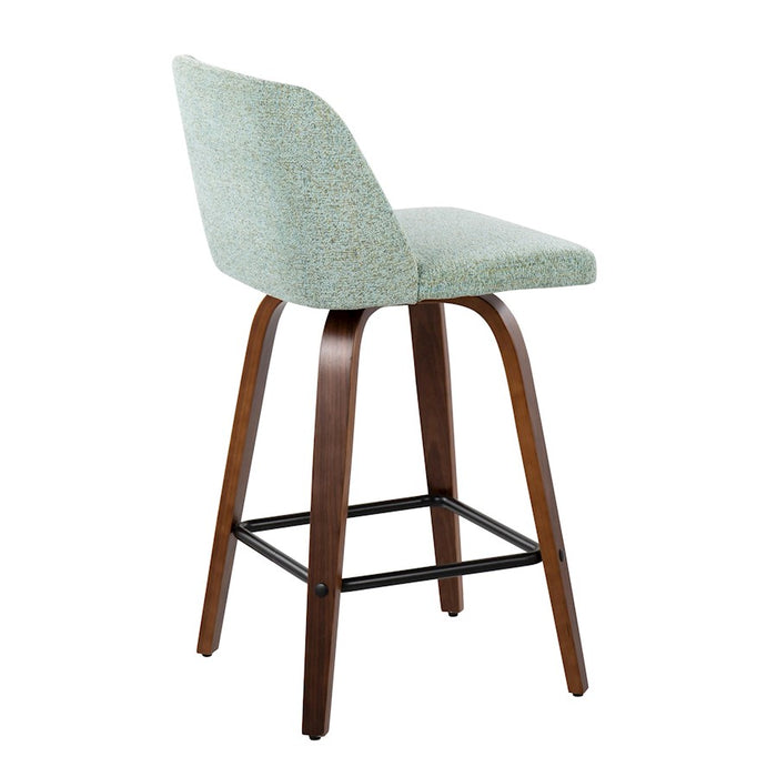 LumiSource Toriano Counter Stool, Set of 2, Wal/Green/Black SQ