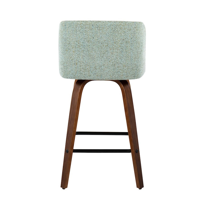 LumiSource Toriano Counter Stool, Set of 2, Wal/Green/Black SQ