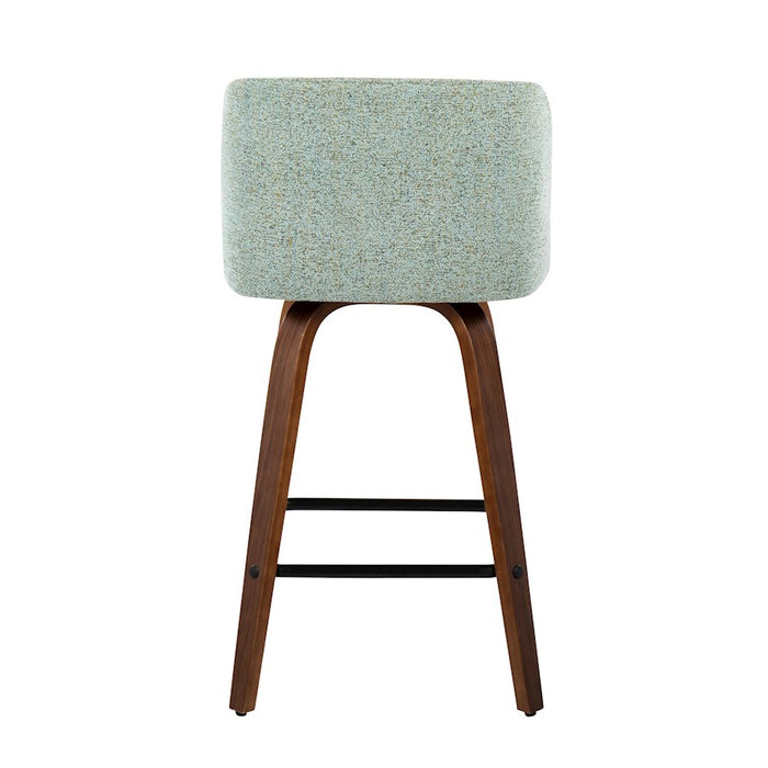 LumiSource Toriano Counter Stool, Set of 2, Wal/Green/Black SQ