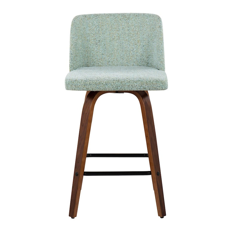 LumiSource Toriano Counter Stool, Set of 2, Wal/Green/Black SQ