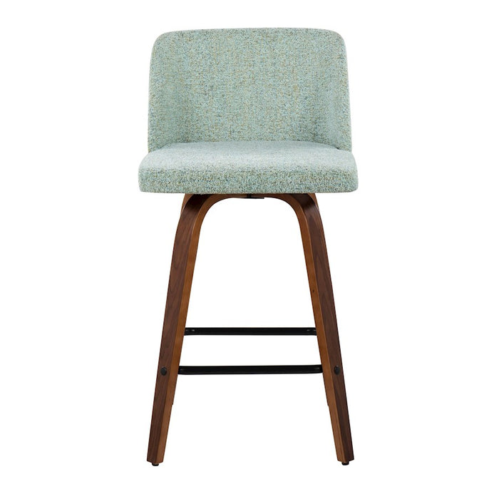 LumiSource Toriano Counter Stool, Set of 2, Wal/Green/Black SQ