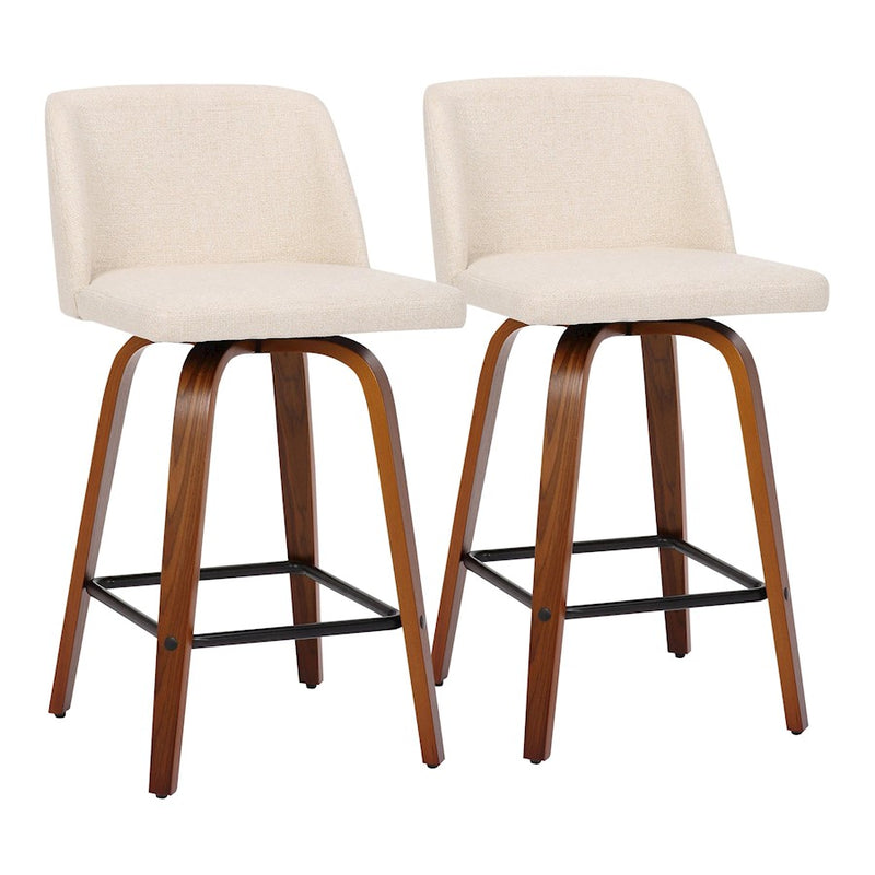LumiSource Toriano Counter Stool, Set of 2, Wal/CMN/Black SQ