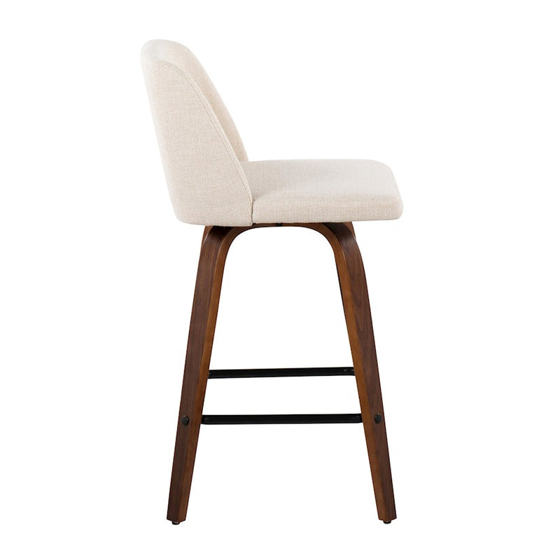 LumiSource Toriano Counter Stool, Set of 2, Wal/CMN/Black SQ