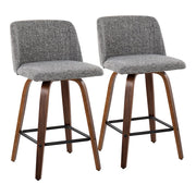 LumiSource Toriano Counter Stool, Set/2, Wal/GYN/BK SQ - B26-TRNO-SWVX2WLNGY2