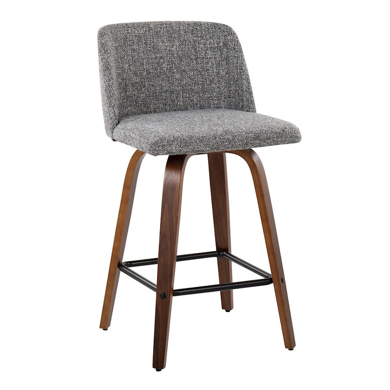 LumiSource Toriano Counter Stool, Set of 2, Wal/GYN/Black SQ
