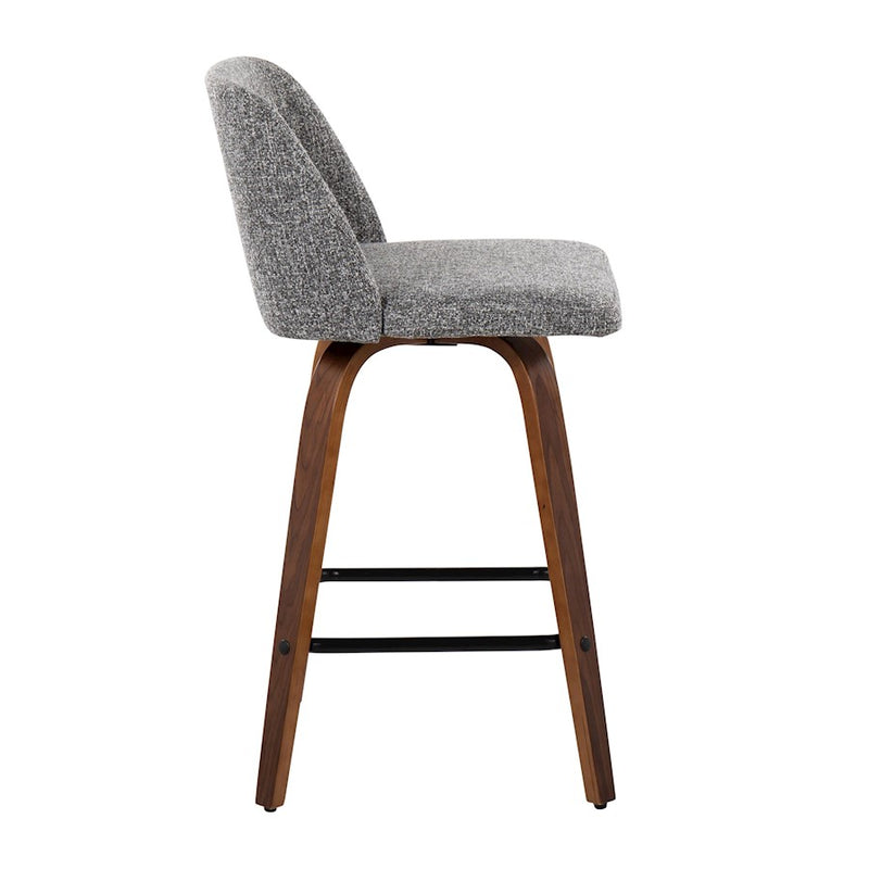 LumiSource Toriano Counter Stool, Set of 2, Wal/GYN/Black SQ