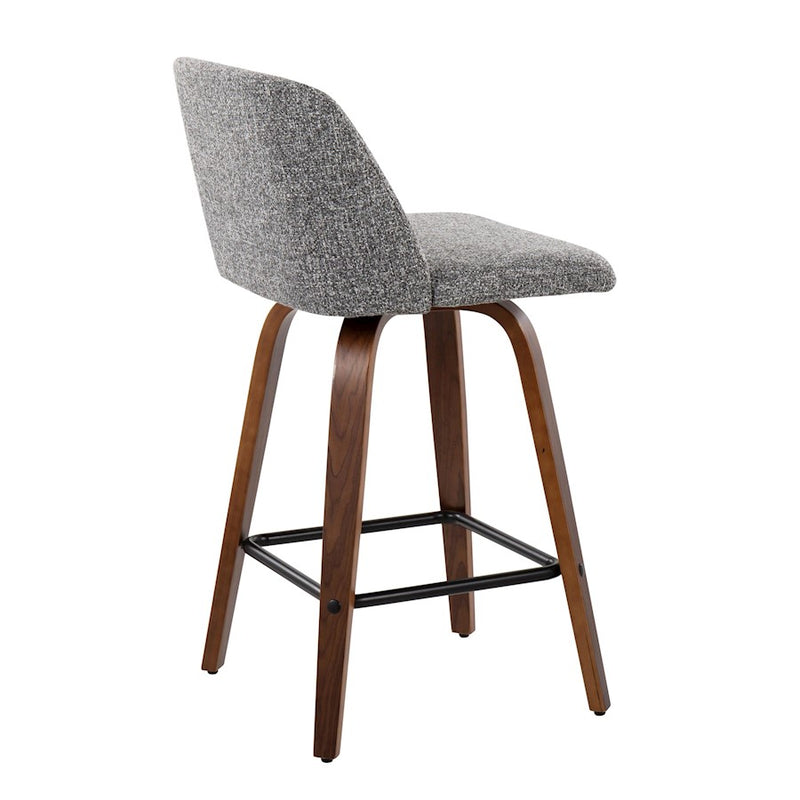 LumiSource Toriano Counter Stool, Set of 2, Wal/GYN/Black SQ