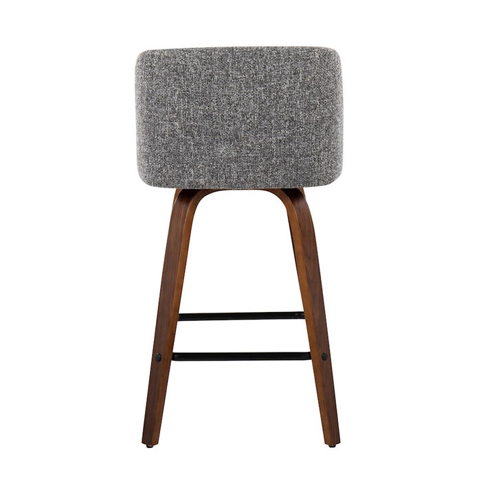 LumiSource Toriano Counter Stool, Set of 2, Wal/GYN/Black SQ