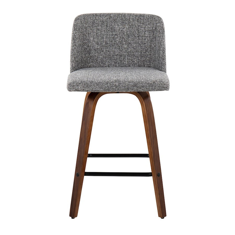 LumiSource Toriano Counter Stool, Set of 2, Wal/GYN/Black SQ