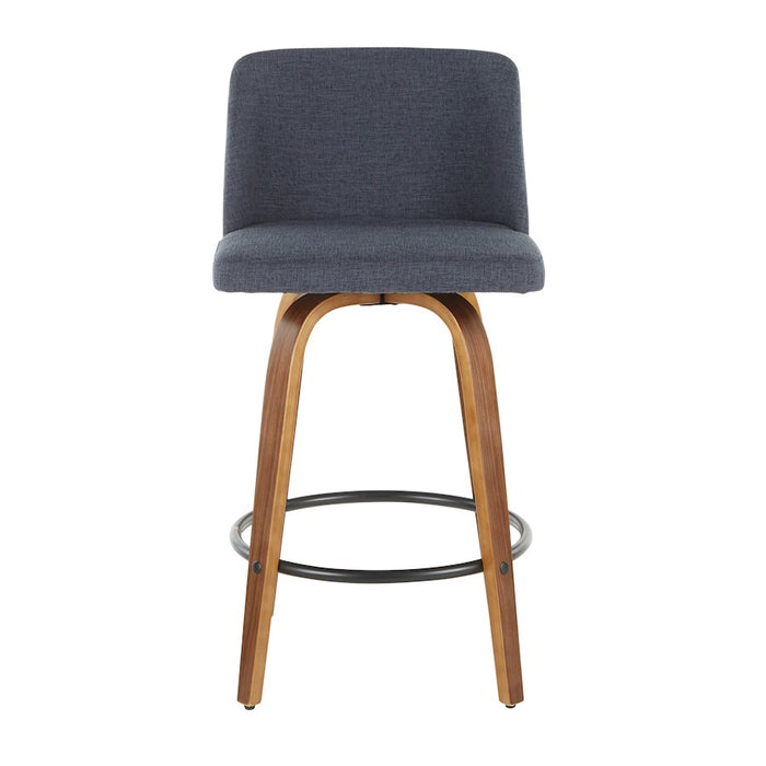 LumiSource Toriano Counter Stool, Set of 2, Walnut Wood