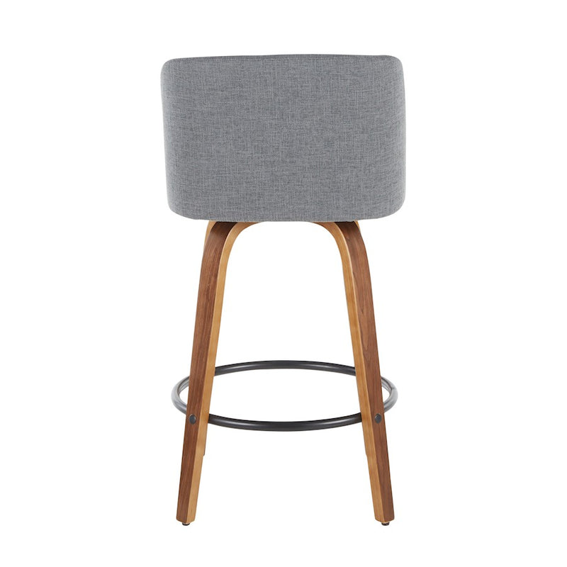 LumiSource Toriano Counter Stool Set of 2 | Mid-Century Walnut Wood, Cream Fabric, Chrome | Kitchen Island & Bar Seating | Model B26-TRNO2RWLCR2