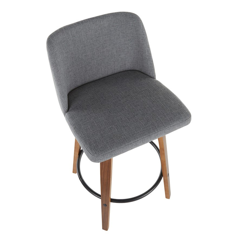 LumiSource Toriano Counter Stool Set of 2 | Mid-Century Walnut Wood, Cream Fabric, Chrome | Kitchen Island & Bar Seating | Model B26-TRNO2RWLCR2