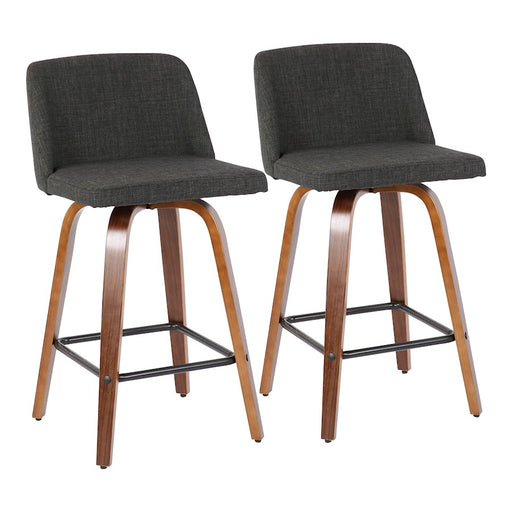 LumiSource Toriano SQ Counter Stool, Set of 2, Walnut