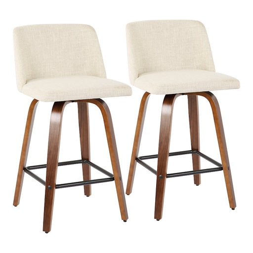 LumiSource Toriano SQ Counter Stool, Set of 2, Walnut