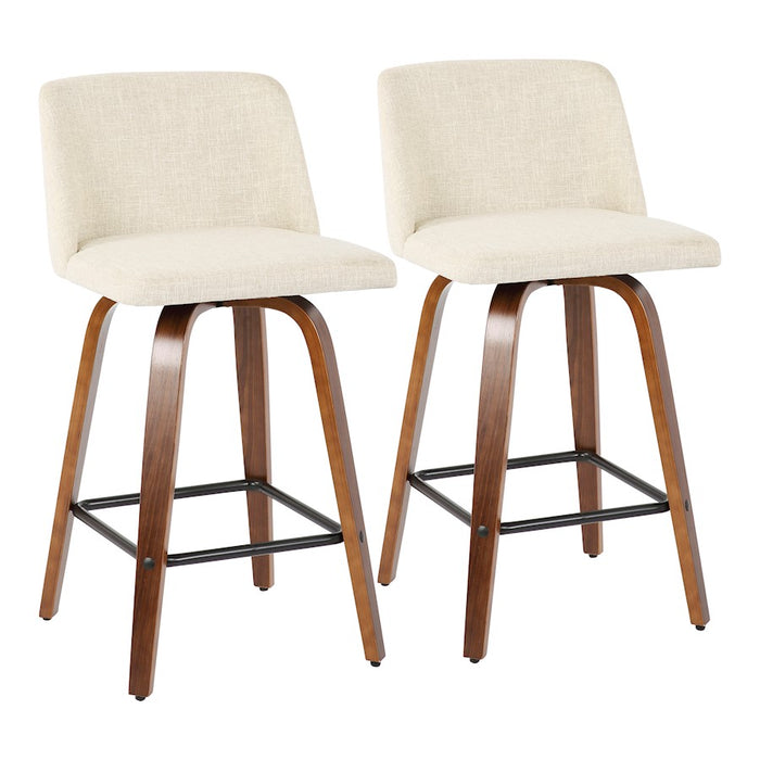 LumiSource Toriano SQ Counter Stool, Set of 2, Walnut