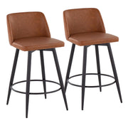 LumiSource Toriano 26" Rd Counter Stool Set, CAM/BK - B26-TRNOPU-55TPRZQ2BKCAM2
