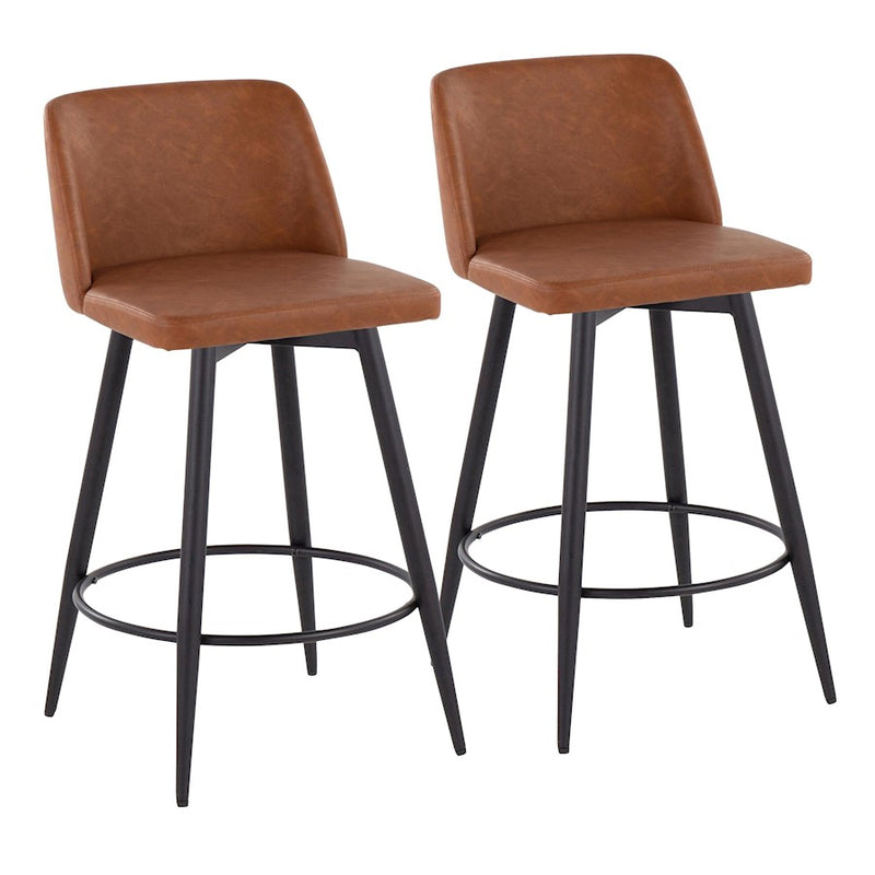 LumiSource Toriano 26" Rd Counter Stool Set, CAM/BK - B26-TRNOPU-55TPRZQ2BKCAM2