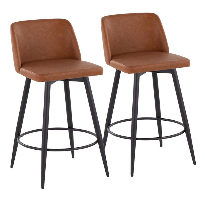 LumiSource Toriano 26" Rd Counter Stool Set, CAM/BK - B26-TRNOPU-55TPRZQ2BKCAM2