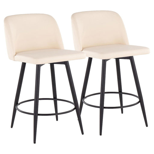 LumiSource Toriano 26" Rd Counter Stool, Set/2, CR/BK - B26-TRNOPU-55TPRZQ2BKCR2