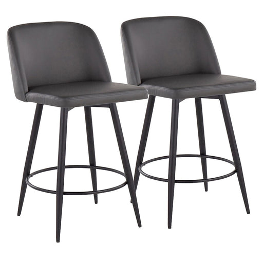 LumiSource Toriano 26" Rd Counter Stool, Set/2, GY/BK - B26-TRNOPU-55TPRZQ2BKGY2