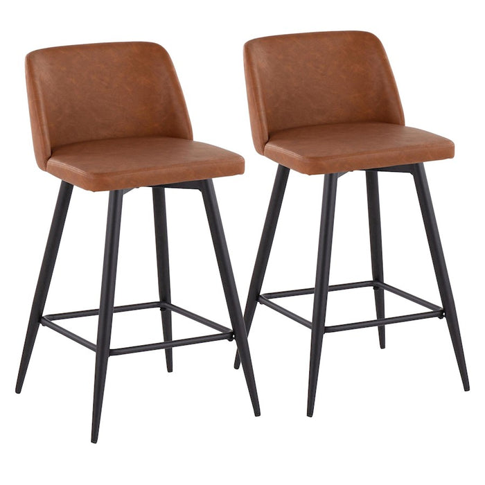 LumiSource Toriano 26" SQ Counter Stool Set, CAM/BK - B26-TRNOPU-55TPRZX2BKCAM2