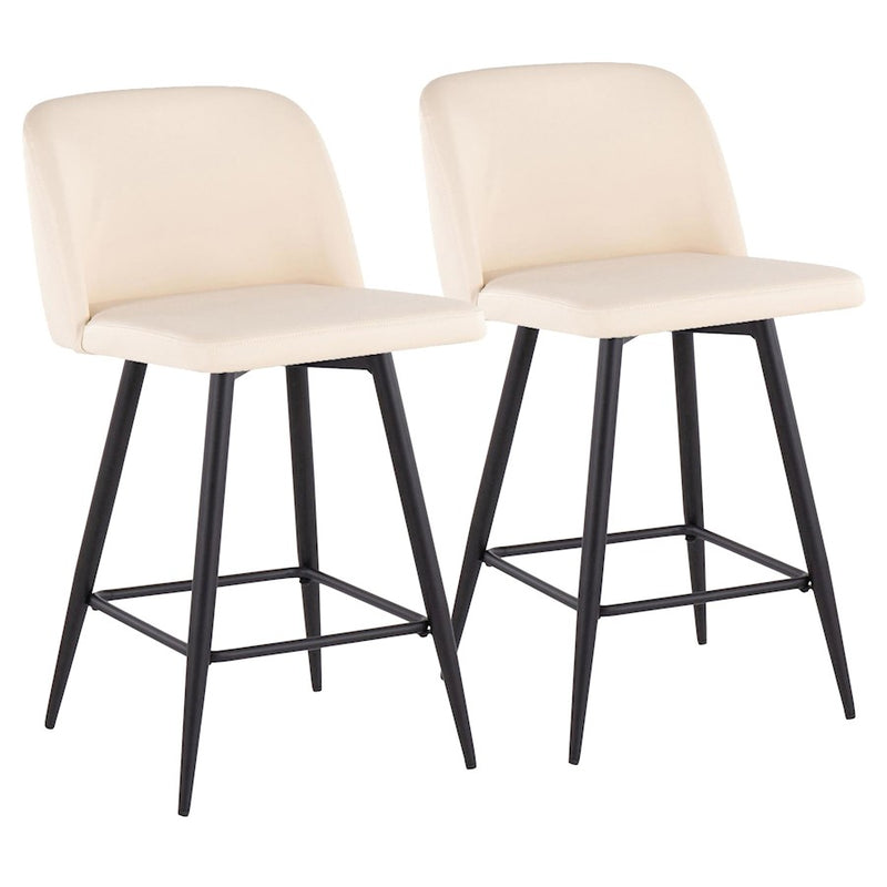 LumiSource Toriano 26" SQ Counter Stool, Set/2, CR/BK - B26-TRNOPU-55TPRZX2BKCR2