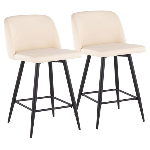 LumiSource Toriano 26" SQ Counter Stool, Set/2, CR/BK - B26-TRNOPU-55TPRZX2BKCR2
