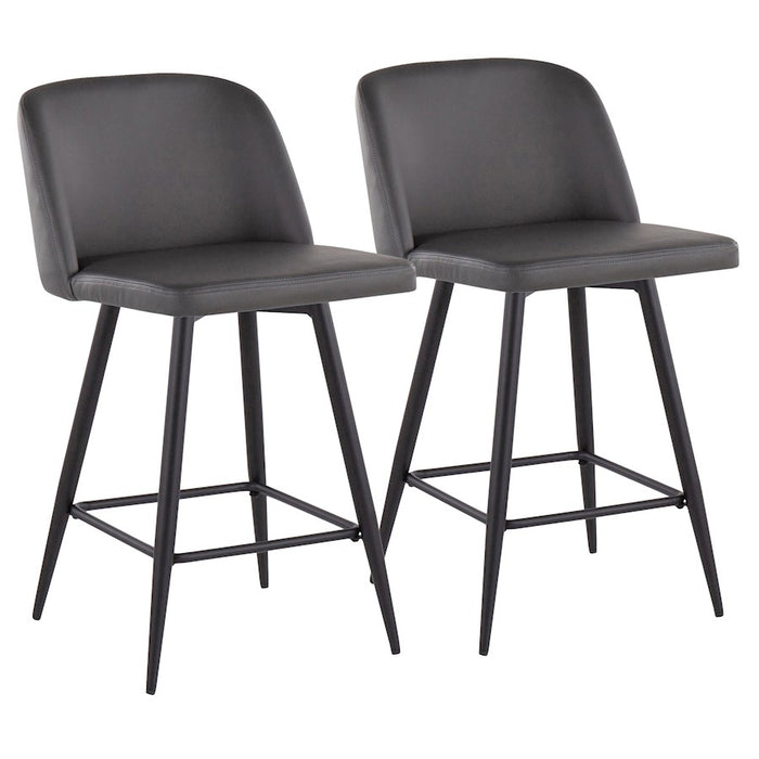 LumiSource Toriano 26" SQ Counter Stool, Set/2, GY/BK - B26-TRNOPU-55TPRZX2BKGY2