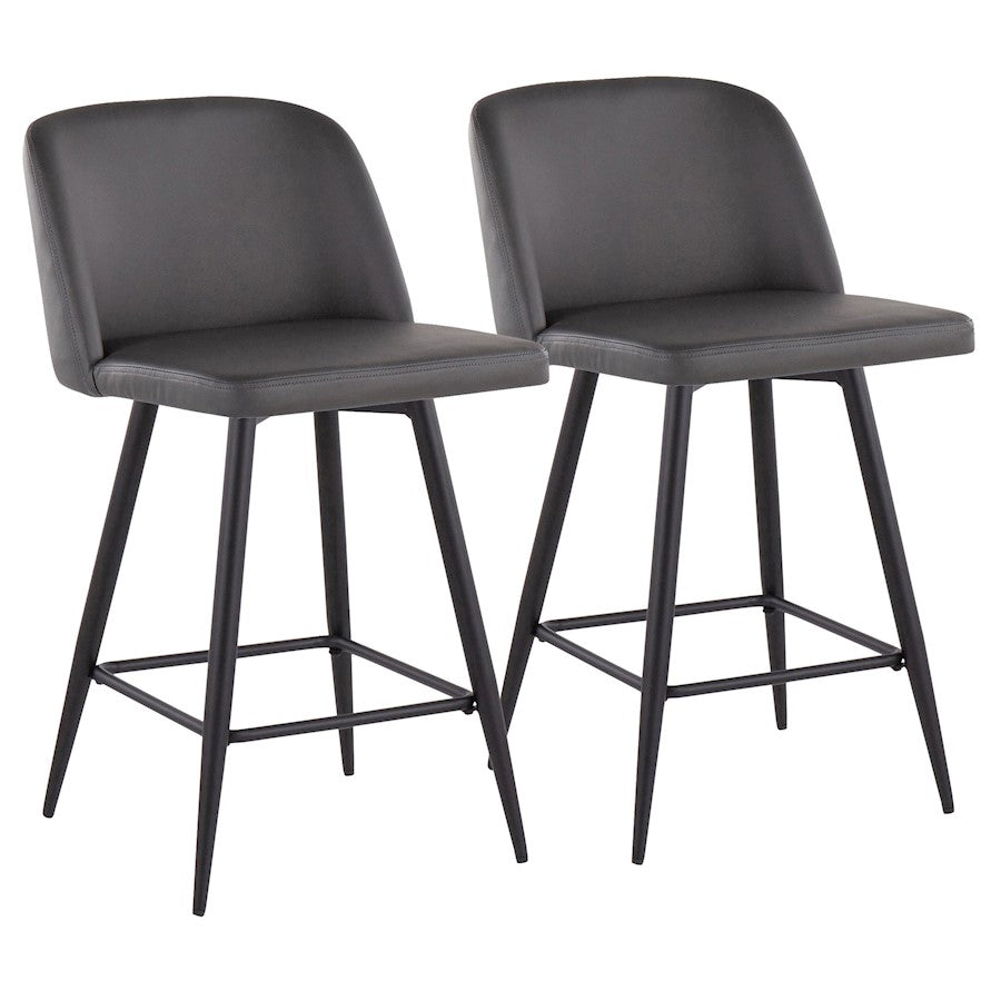 LumiSource Toriano 26" SQ Counter Stool, Set/2, GY/BK - B26-TRNOPU-55TPRZX2BKGY2