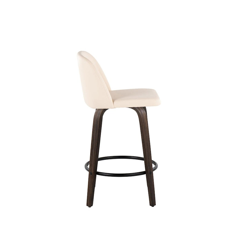 LumiSource Toriano 26" Counter Stool, Set/2, WAL/CR/BK