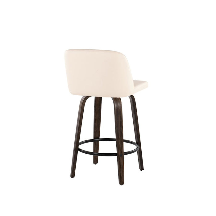 LumiSource Toriano 26" Counter Stool, Set/2, WAL/CR/BK