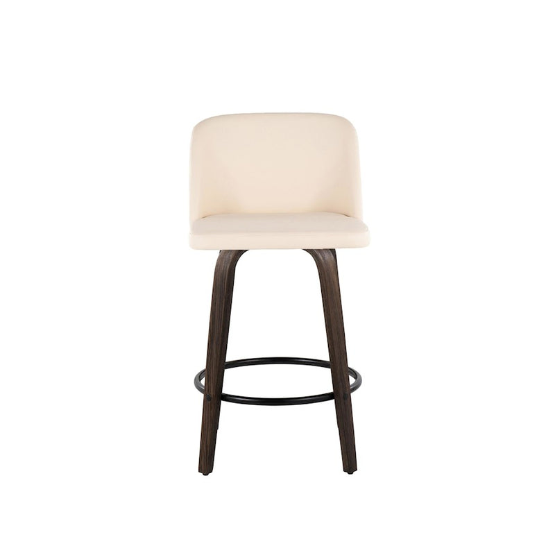 LumiSource Toriano 26" Counter Stool, Set/2, WAL/CR/BK