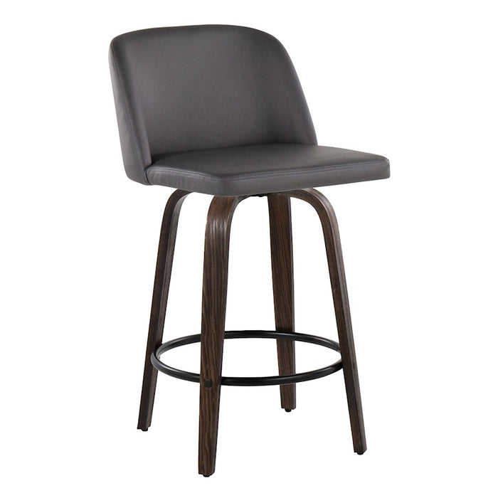 LumiSource Toriano 26" Counter Stool, Set/2, WAL/GY/BK