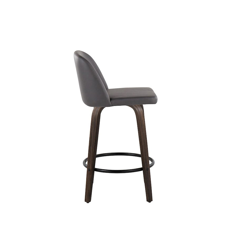 LumiSource Toriano 26" Counter Stool, Set/2, WAL/GY/BK