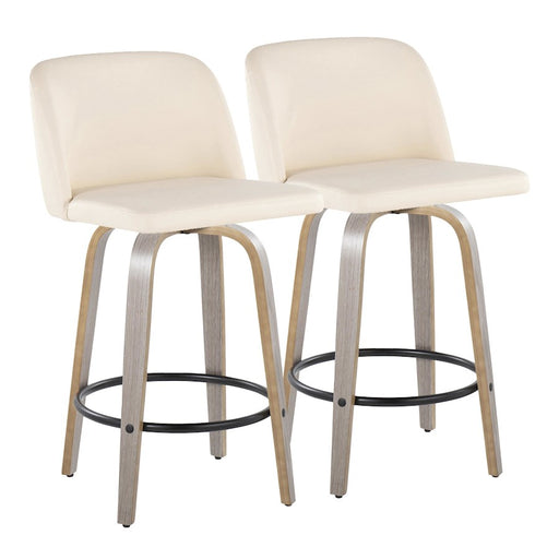 LumiSource Toriano 26" Counter Stool, Set/2, GY/CR/BK - B26-TRNOPU-GRTZQ2LGYCR2
