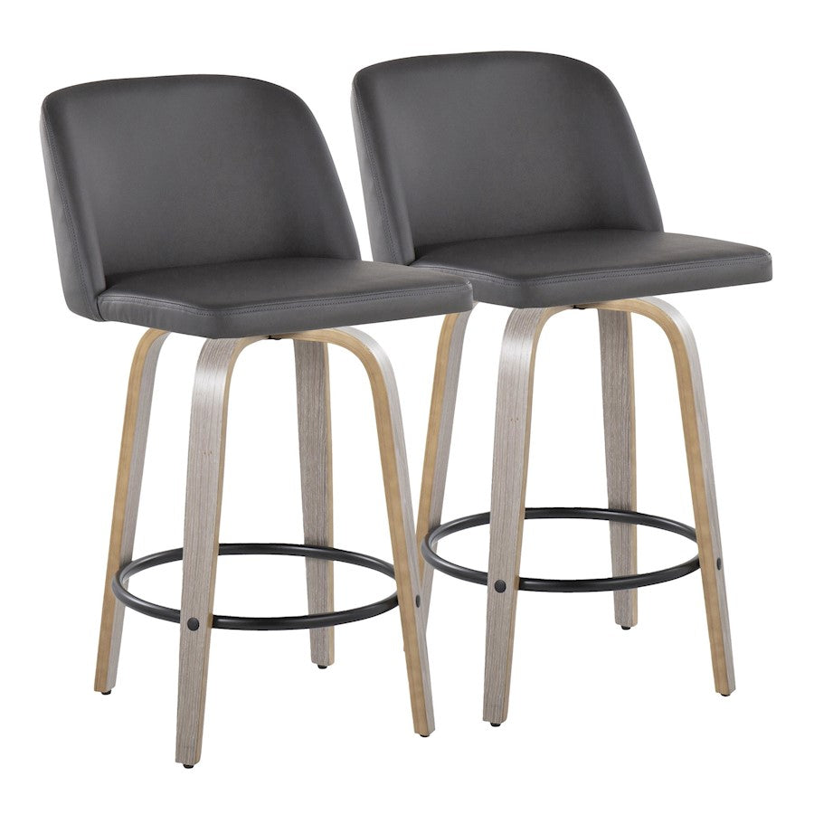 LumiSource Toriano 26" Counter Stool, Set/2, GY/BK - B26-TRNOPU-GRTZQ2LGYGY2