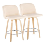 LumiSource Toriano 26" Counter Stool, Set/2, NAT/CR/CH - B26-TRNOPU-GRTZR2NACR2