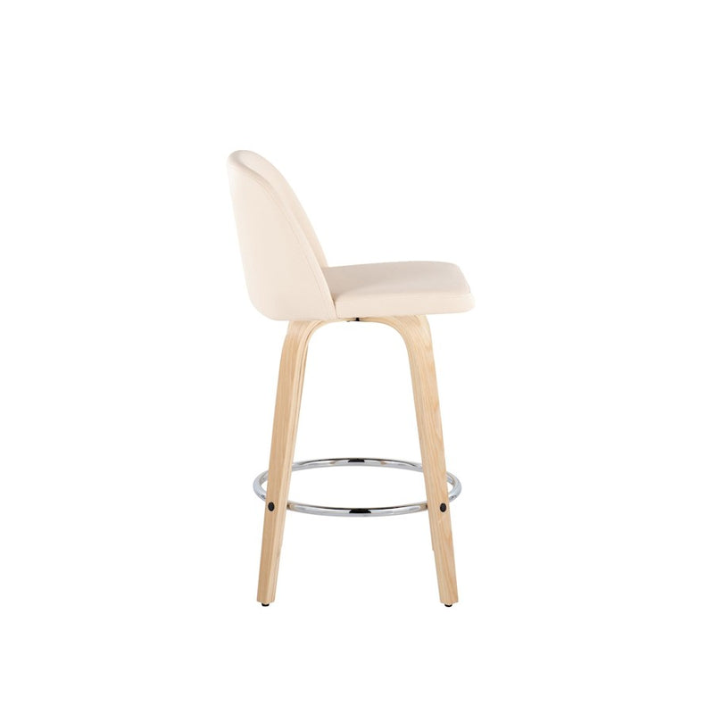LumiSource Toriano 26" Counter Stool, Set/2, NAT/CR/CH