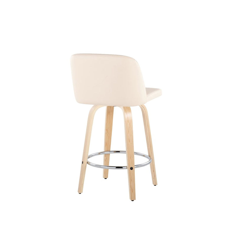 LumiSource Toriano 26" Counter Stool, Set/2, NAT/CR/CH