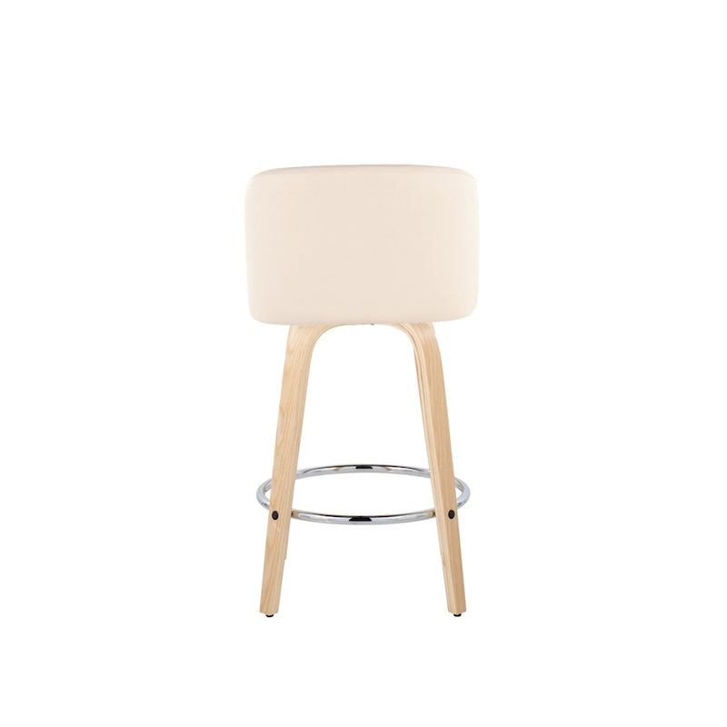 LumiSource Toriano 26" Counter Stool, Set/2, NAT/CR/CH