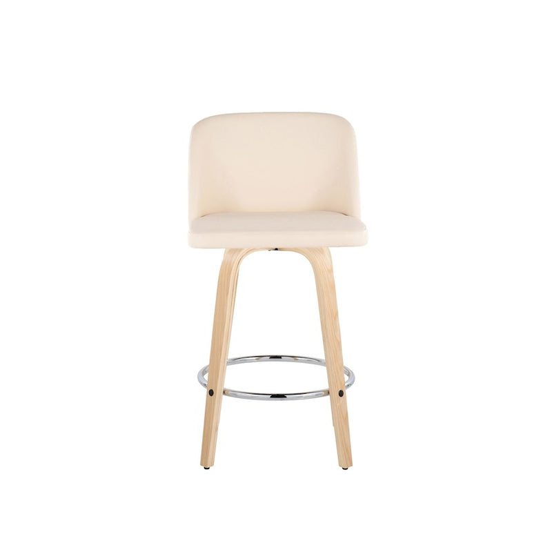 LumiSource Toriano 26" Counter Stool, Set/2, NAT/CR/CH