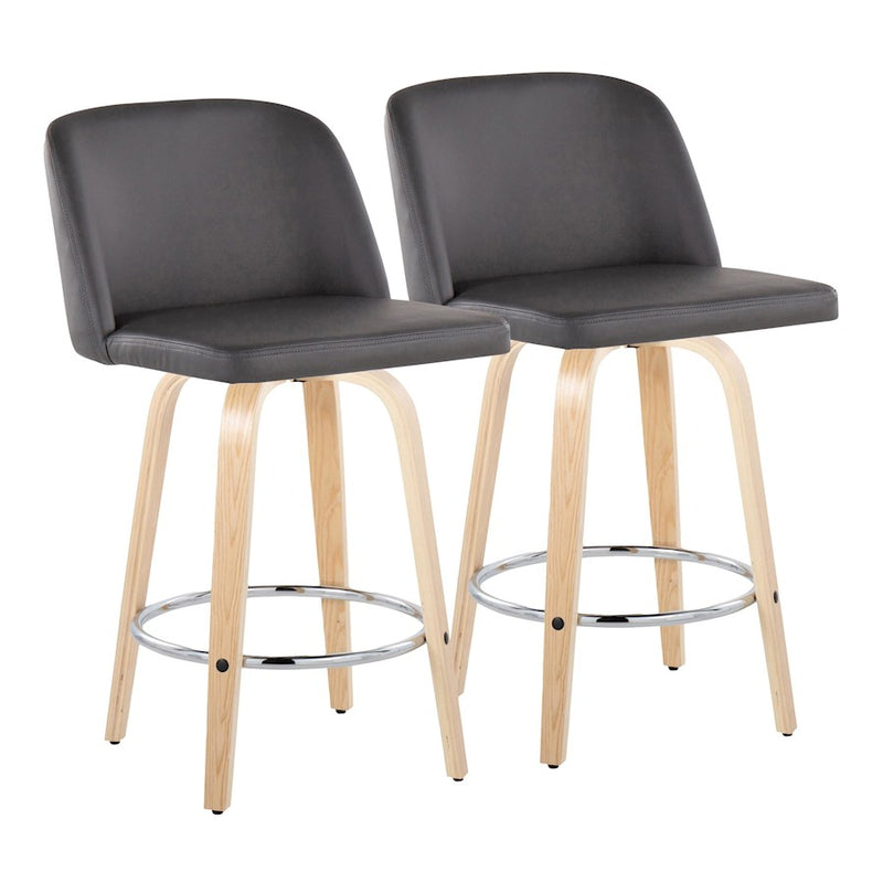 LumiSource Toriano 26" Counter Stool, Set/2, NAT/GY/CH - B26-TRNOPU-GRTZR2NAGY2